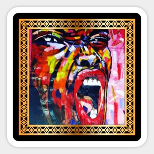 African Artwork, African Woman Screaming Sticker